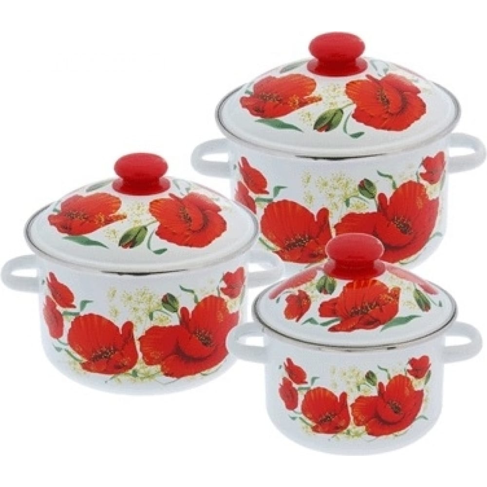 фото Эмалированный набор посуды сибирские товары