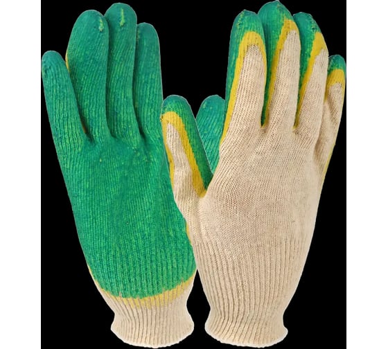 Изображение товара Перчатки FORT х/б, двойной облив, зеленый, 50 пар 00-50146541