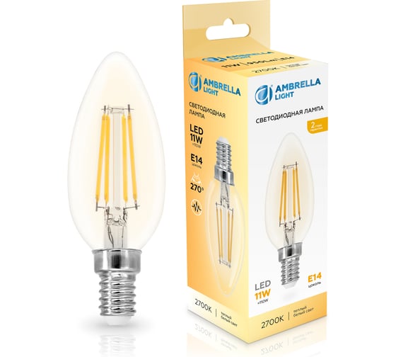 Изображение товара Лампа светодиодная Ambrella Light Filament LED C35 11W E14 2700K 220-240V 351113