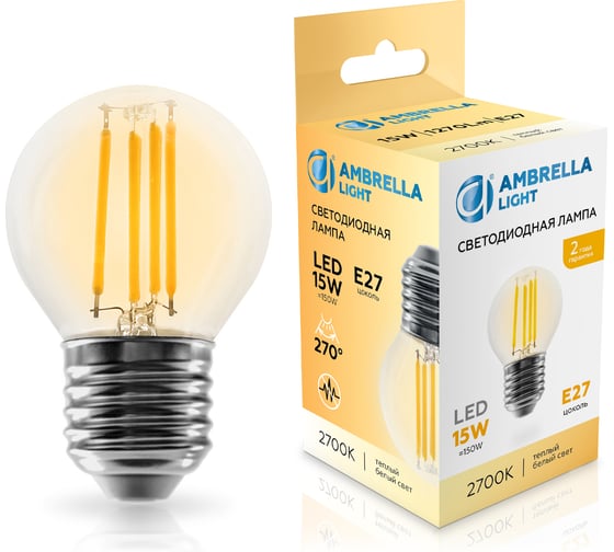 Изображение товара Лампа светодиодная Ambrella Light Filament LED G45 15W E27 2700K 220-240V 451523