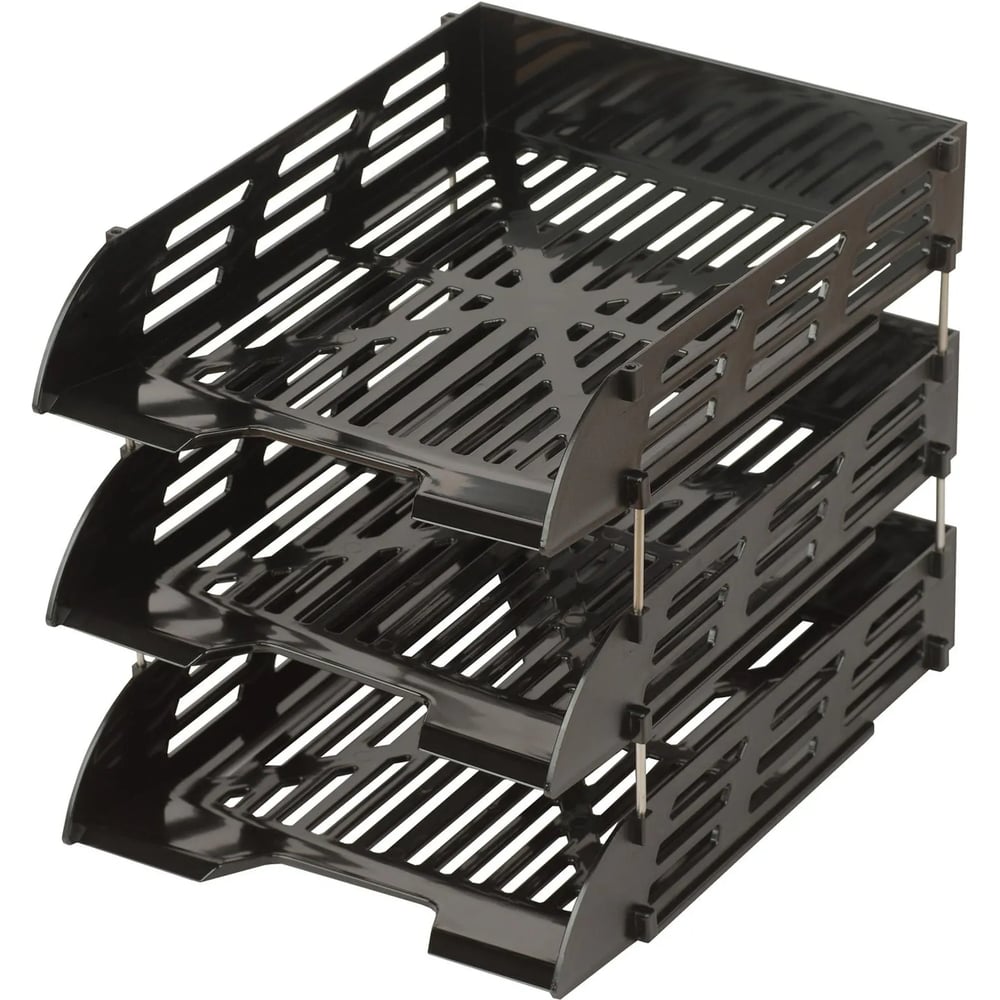 Изображение товара Горизонтальный лоток для бумаг Attache 3 шт набор черный пластик