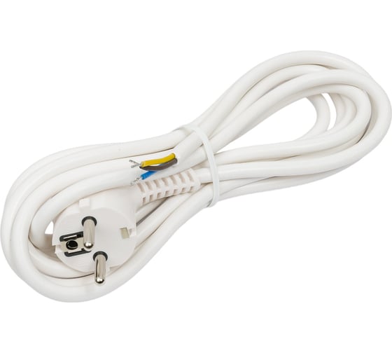 Изображение товара Сетевой шнур с вилкой ЭРА U-3x1-3m-W с заземлением 3м ПВС 3x1мм2 белый Б0048700