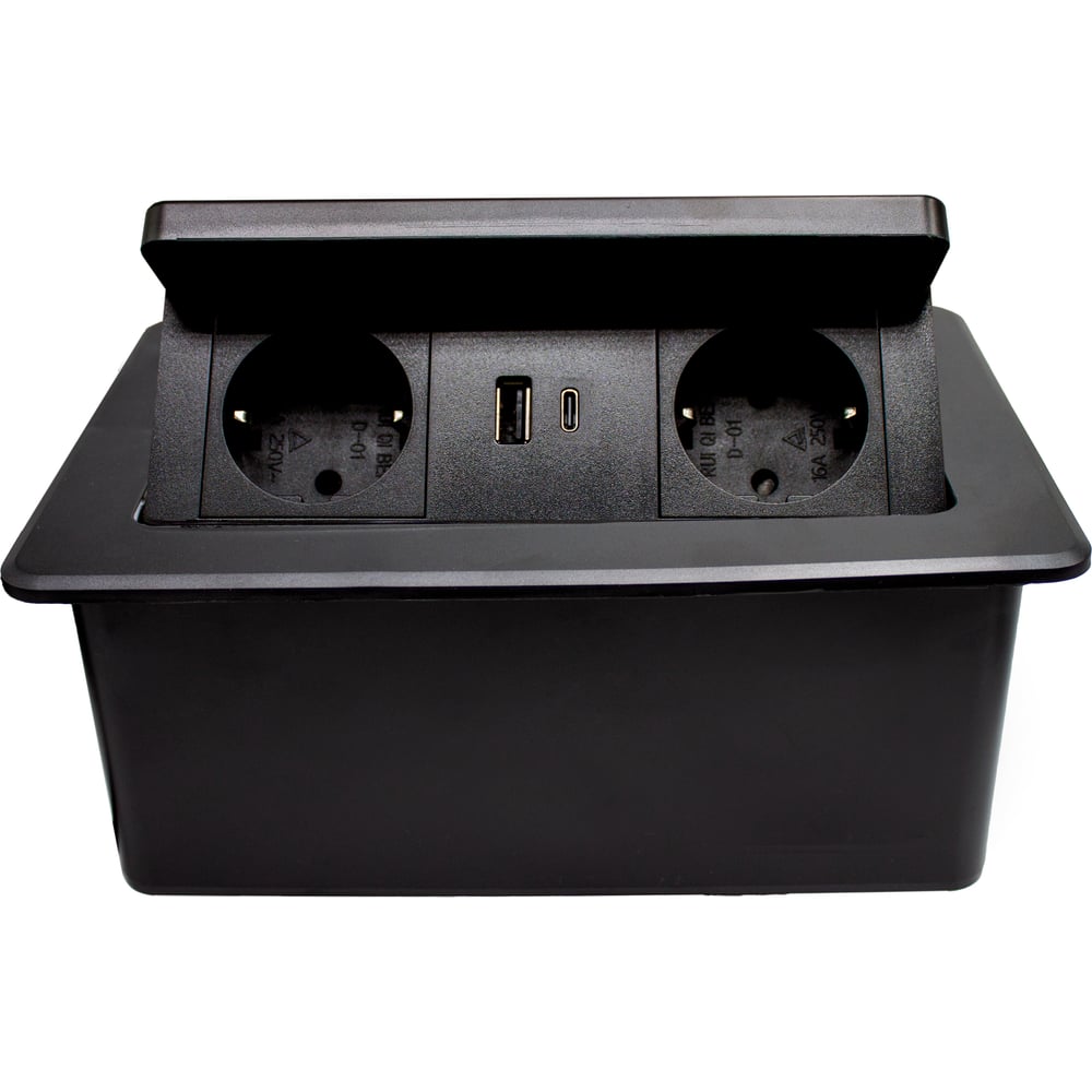 Изображение товара Блок розеток Mebax LK-DMS-742 с беспроводной зарядкой и USB - черный