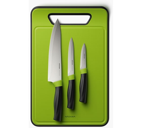 Изображение товара Набор из 3 ножей с пластиковой разделочной доской NADOBA серия OLIVIA 724521