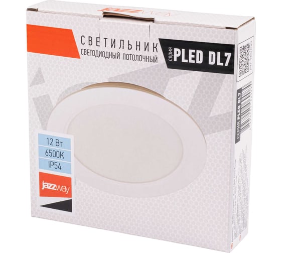 Изображение товара Cветильник светодиодный PLED DL7 Downlight 12Вт 6500K WH 145х26мм IP54 ДВО встраиваемый Jazzway 5069084