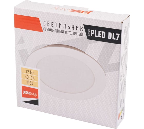 Изображение товара Cветильник светодиодный PLED DL7 Downlight 12Вт 3000K WH 145х26мм IP54 ДВО встраиваемый Jazzway 5069060