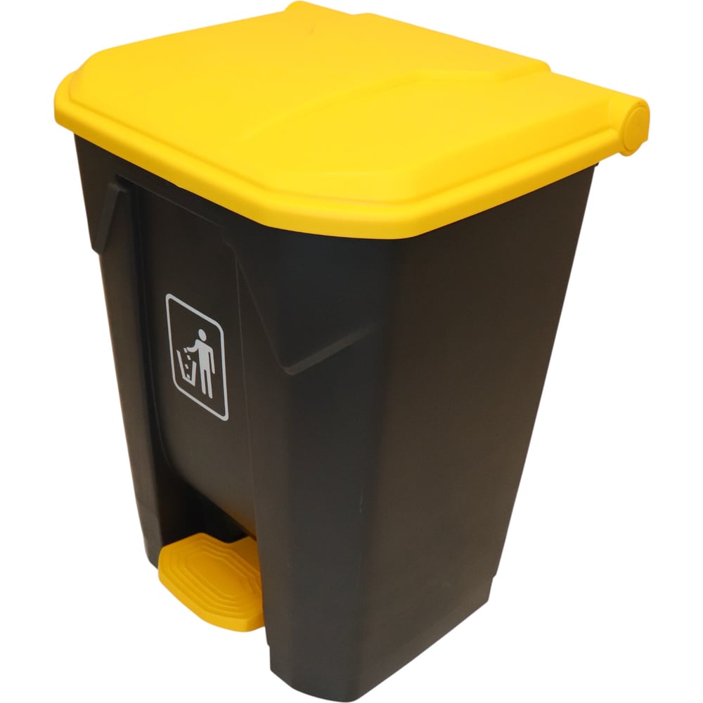 Изображение товара Бак для мусора 68 л с крышкой и педалью серый желтый ACG 1030100