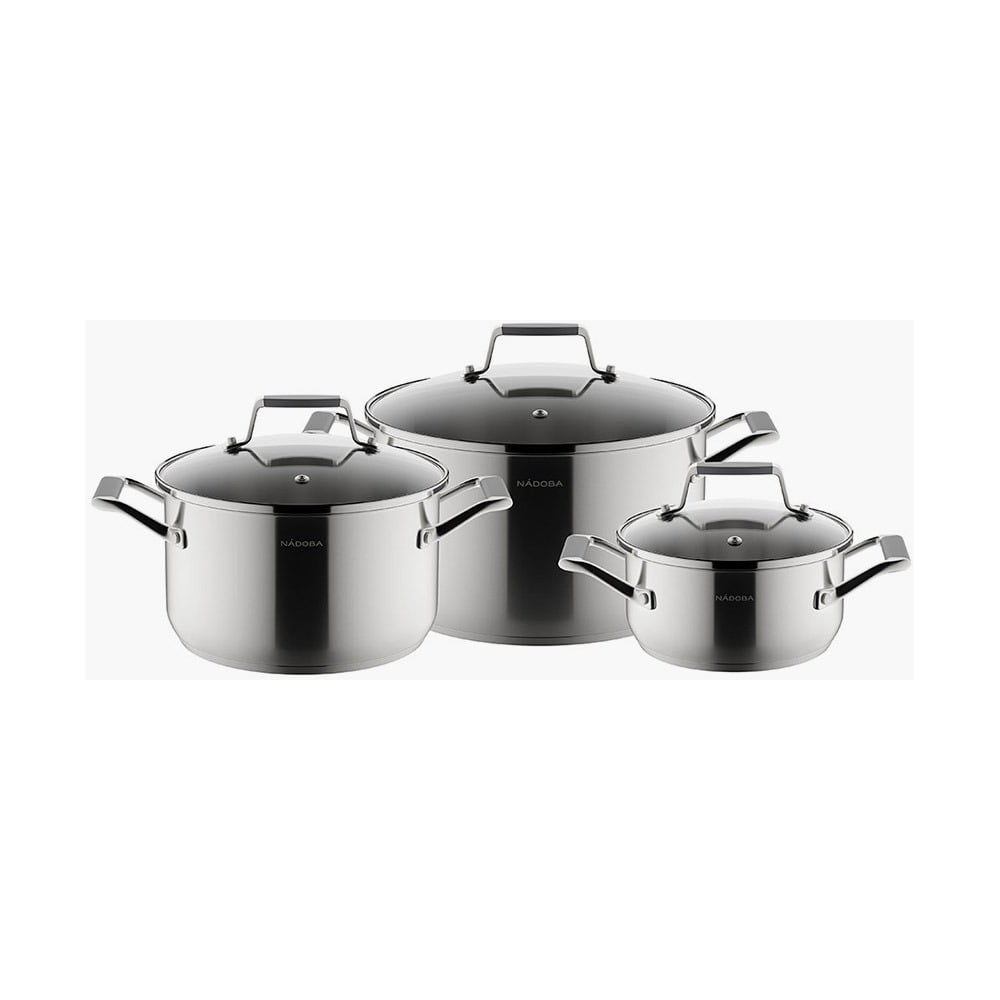 Изображение товара Набор посуды со стеклянными крышками 3 предмета NADOBA ODRI для всех типов плит