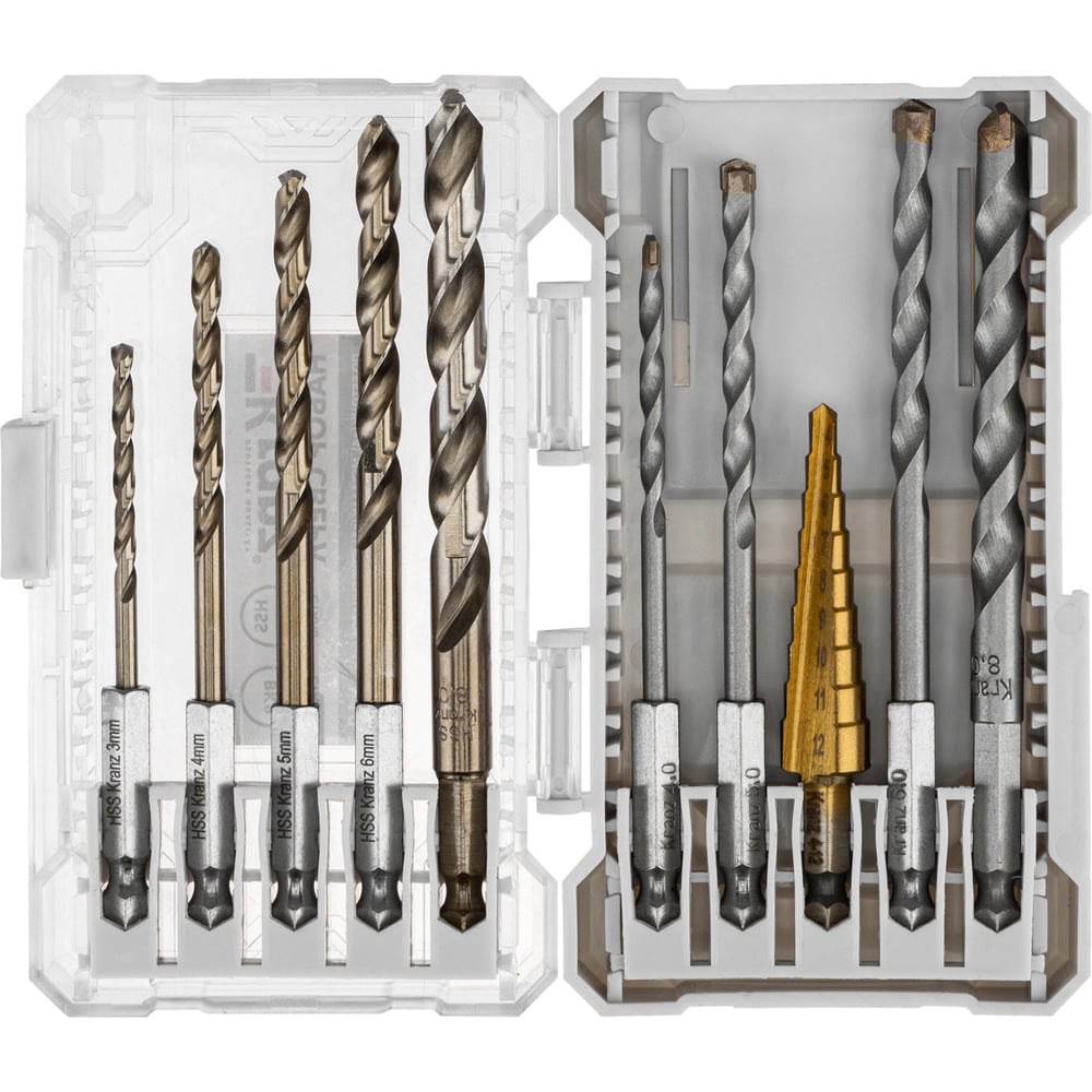 Изображение товара Набор сверл комбинированных KRANZ 10 шт для бетона и метала