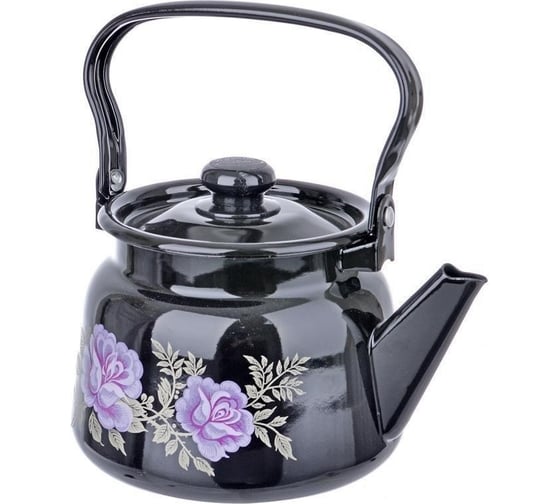 Изображение товара Эмалированный чайник Сибирские товары С2714.36 2.3 л с рисунком, черный ТБ2597