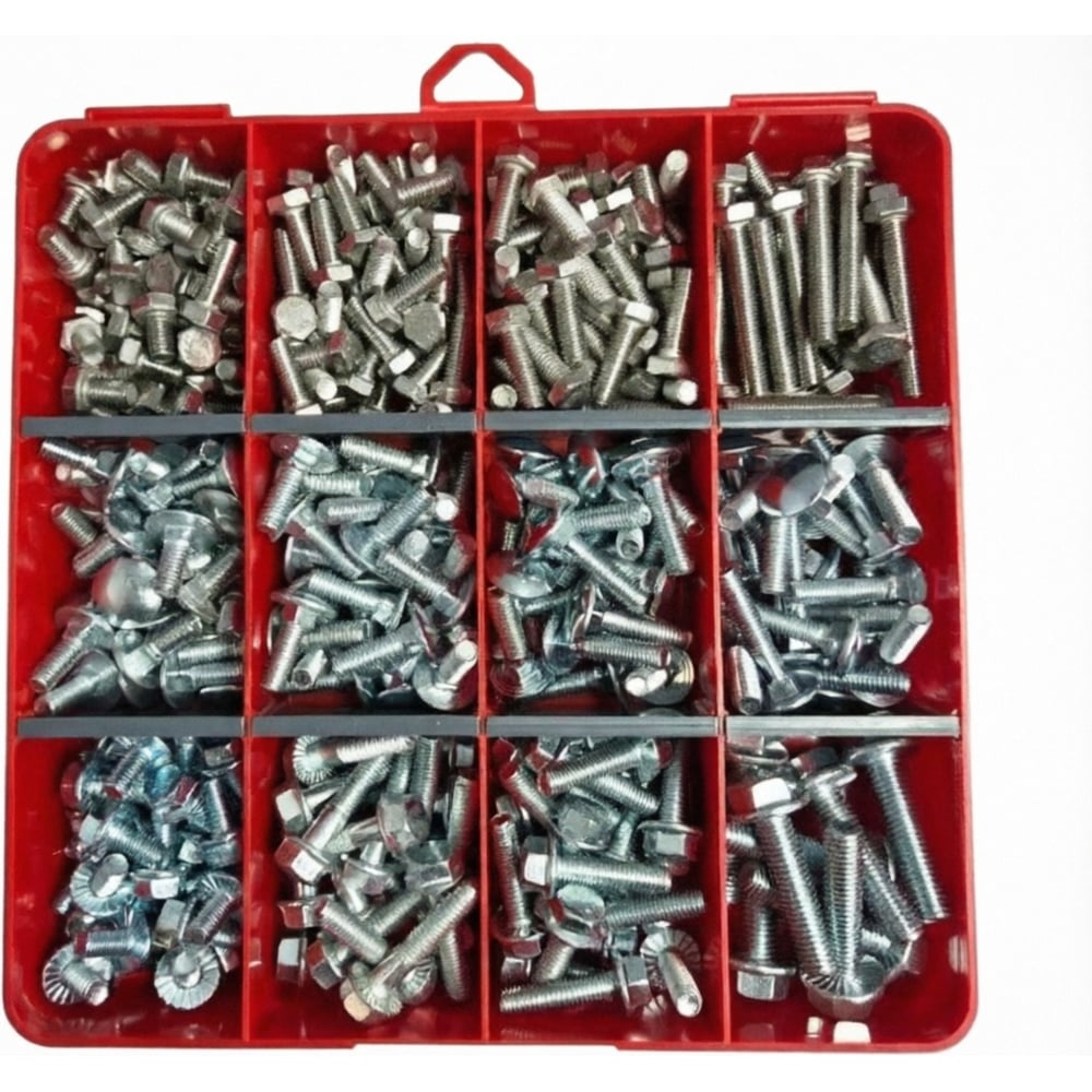 Изображение товара Набор болтов М6 DIN603 DIN933 DIN6921 23 шт. высокой прочности в органайзере