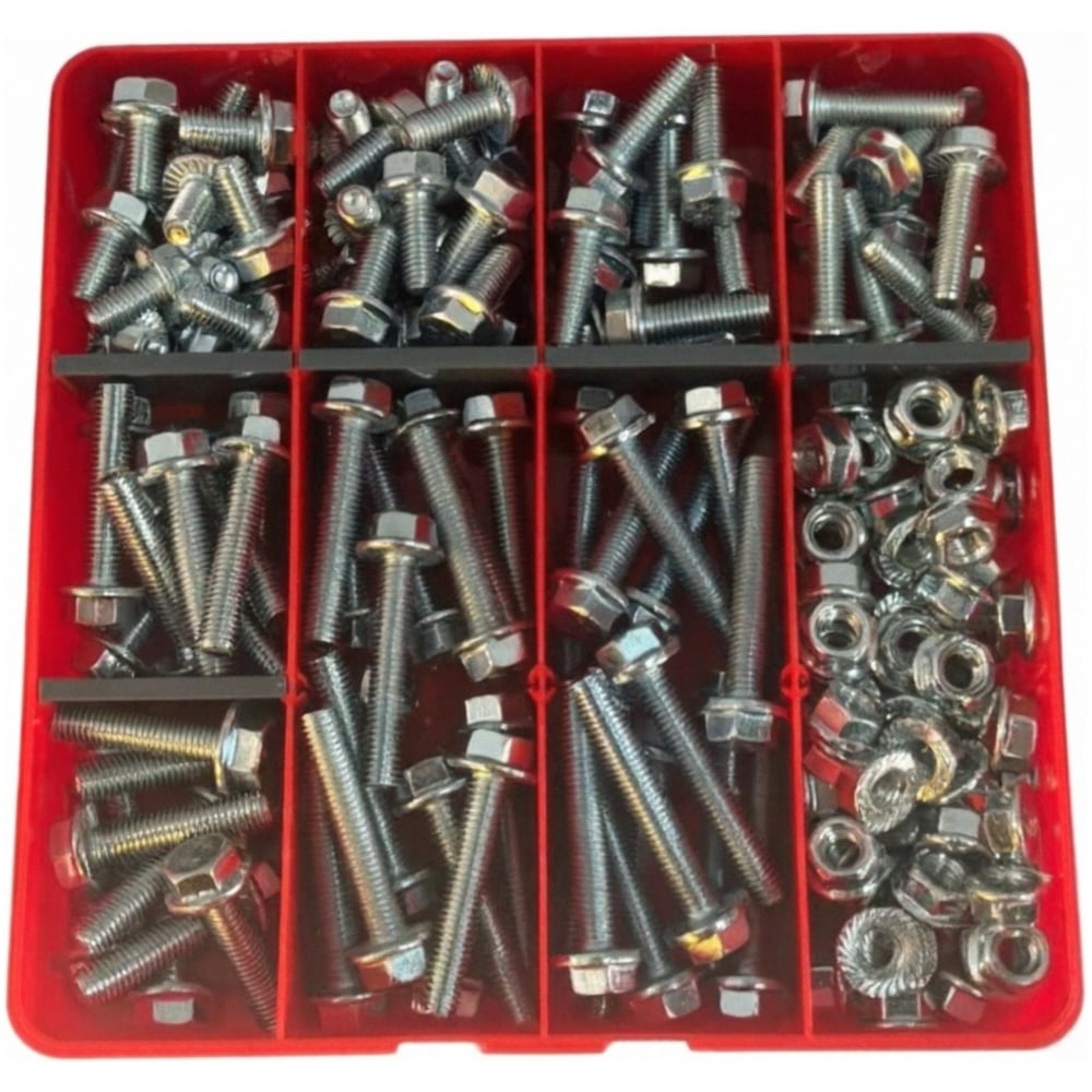 Изображение товара Набор болтов и гаек М8 23 шт в органайзере 8.8 цинк прочность надежности