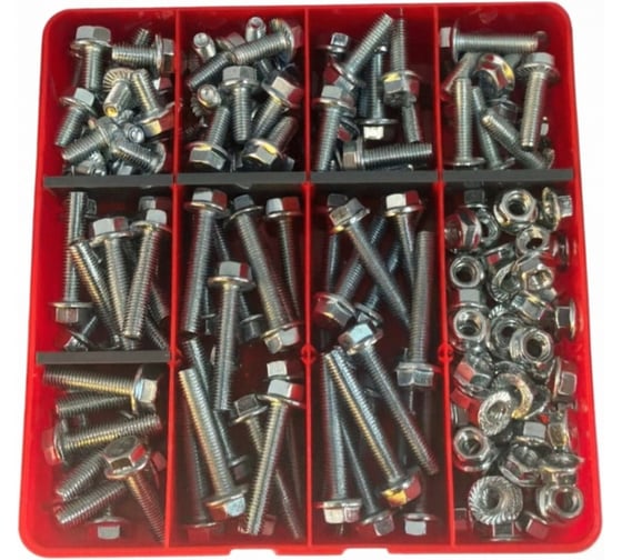 Изображение товара Болты и гайка с фланцем 23 Болта М8 ОЦ к.п.8.8 в органайзере НАБОР 3 20000108