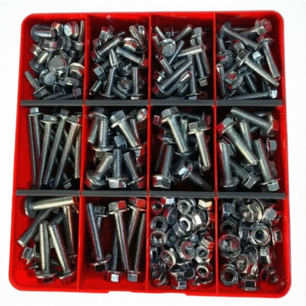 Изображение товара Болты и гайки с фланцем 23 Болта М6,М8 ОЦ к.п.8.8 в органайзере НАБОР 4 20000109