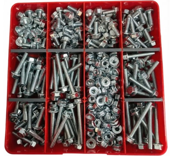 Изображение товара Болты и гайка с фланцем 23 Болта М6 ОЦ к.п.8.8 в органайзере НАБОР 2 20000107