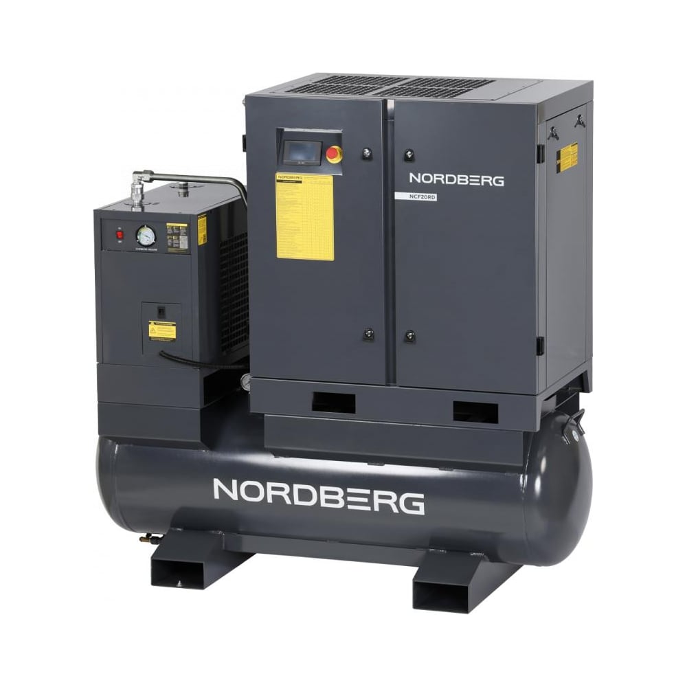 Изображение товара Компрессор винтовой NORDBERG 11 кВт, 10 бар, 1550 л/мин, ресивер 410 л, с частотным преобразователем, осушитель NCF15RD
