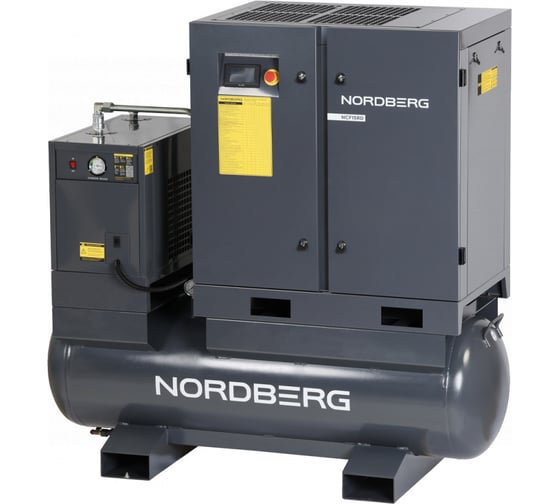 Изображение товара Компрессор винтовой NORDBERG 11 кВт, 10 бар, 1550 л/мин, ресивер 410 л, с частотным преобразователем, осушитель NCF15RD