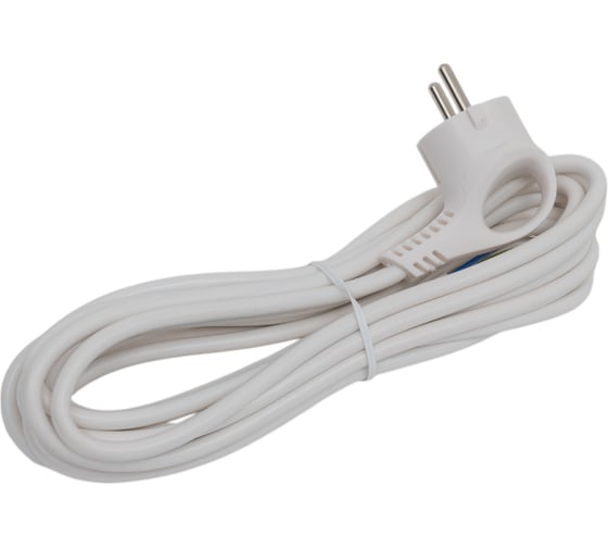 Изображение товара Сетевой шнур с вилкой ЭРА UX-3x0,75-5m-W с заземлением 5м ПВС 3x0,75мм2 белый Б0048694