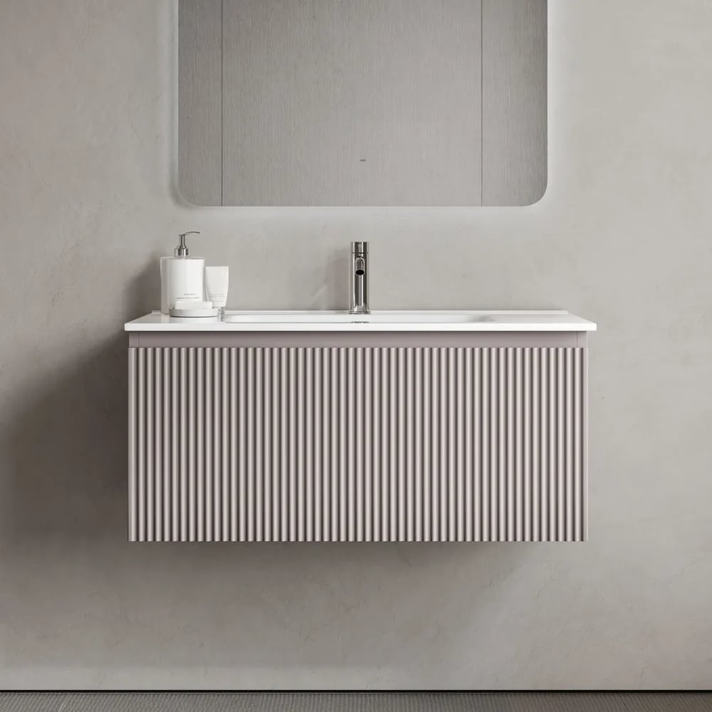 Изображение товара Подвесная тумба Sancos Snob R 1.0 с одним ящиком, серый цвет 890×445×406 мм