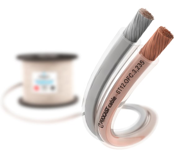 Изображение товара Акустический Hi-Fi кабель, 12 AWG (2х3,235 мм), OFC медь, прозрачный, 50 м, ST 12.OFC.3,235 PROCAST cable НФ-0001323