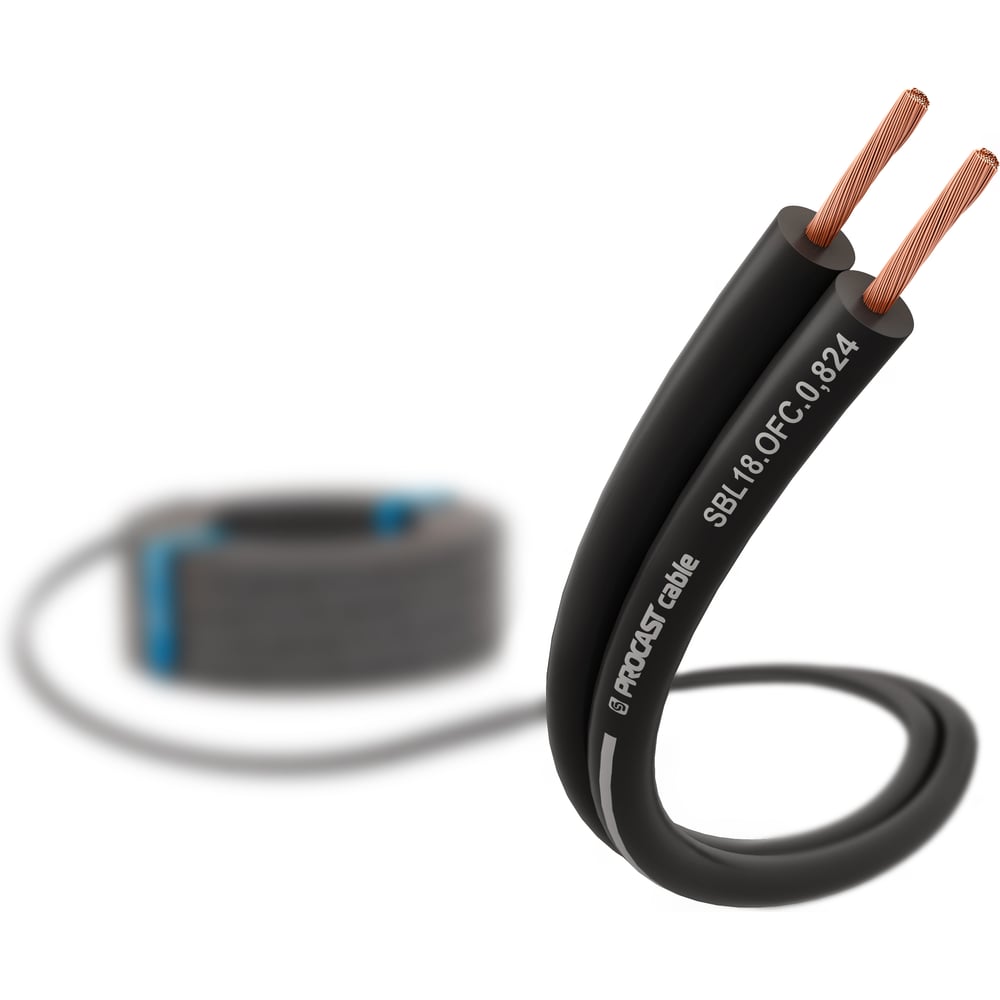 Изображение товара Акустический кабель PROCAST 18 AWG 2x0,824 мм 50 м OFC медь, черно-красный