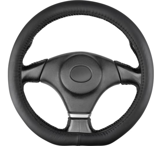 Изображение товара Оплётка рулевая типа D из натуральной кожи SKYWAY Base Real-16, размер М (37-39 см), чёрная S01108049