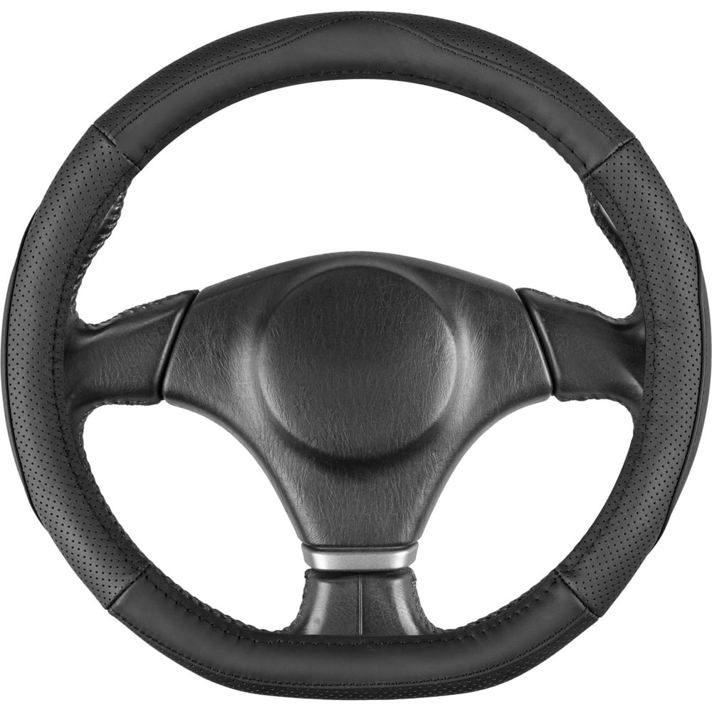 Изображение товара Оплётка рулевая из натуральной кожи SKYWAY Real-20 размер М черная