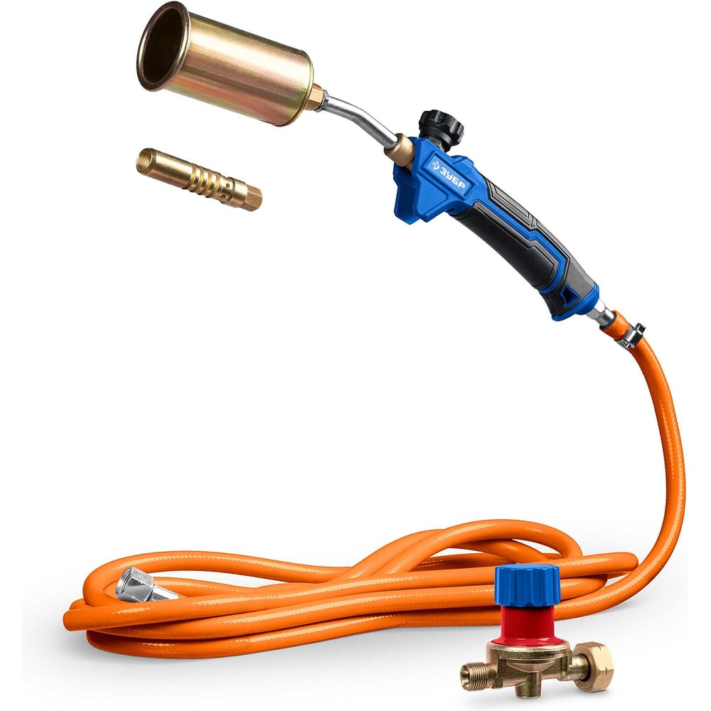 Изображение товара Профессиональная пропановая горелка ЗУБР ГП-400Н с шлангом 5м и стаканами