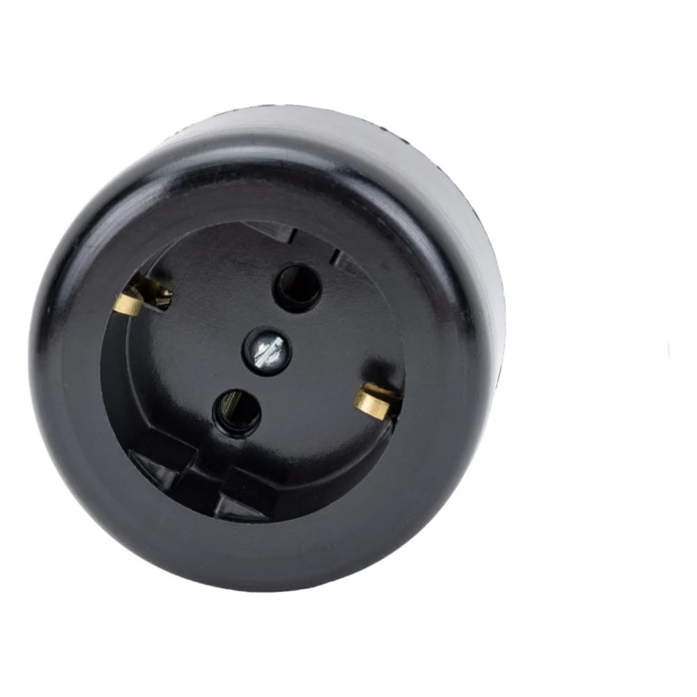 Изображение товара Электророзетка Ливны-Электро РА 10-011 круглая черная с заземлением, 240 шт