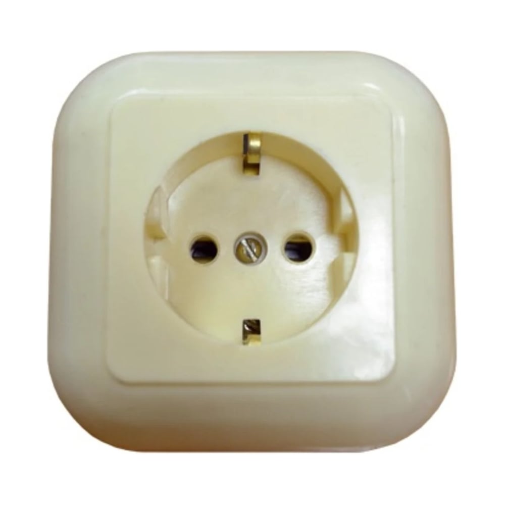 Изображение товара Розетка встраиваемая Ливны-Электро РС 10-008 с заземлением слоновая кость