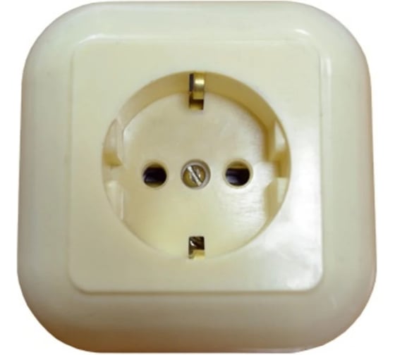 Изображение товара Розетка встраиваемая Ливны-Электро с заземлением, одинарная РС 10-008, слоновая кость, 90 штук РС 1827.1