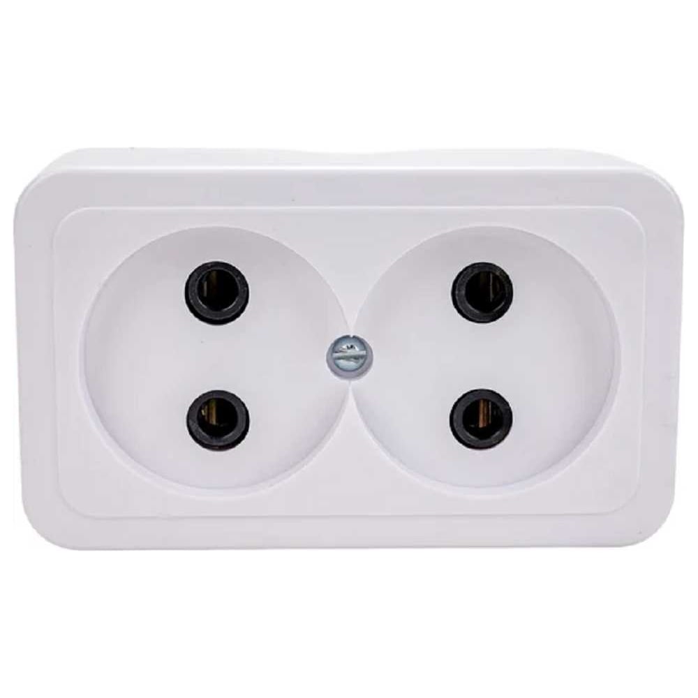 Изображение товара Розетка Ливны-Электро 2-х местная из АБС-пластика, белая, IP20, серия Ретро