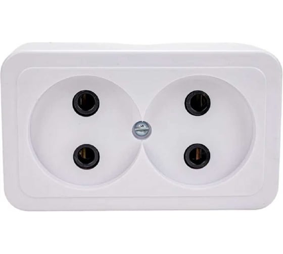 Изображение товара Розетка Ливны-Электро 2-х местная пластик АБС РА 10-009, белая в количестве 130 шт. ООО Ливны-Электро РА 1935.1