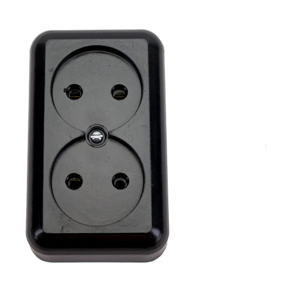 Изображение товара Розетка Ливны-Электро РА 10-009 2-х местная черная ретро стиль