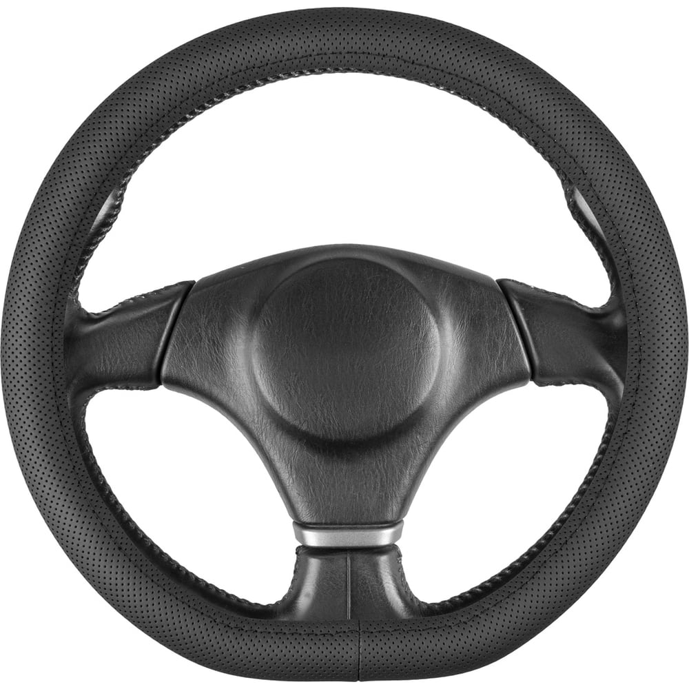 Изображение товара Оплетка SKYWAY D-тип натуральная кожа с перфорацией M 37-39 см черная