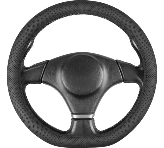 Изображение товара Оплетка SKYWAY D-тип натуральная кожа с перфорацией M (37-39 см) Base Real-18 Черная S01108053