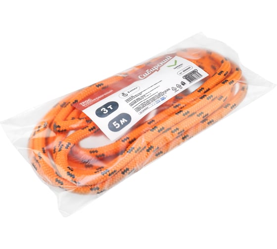 Изображение товара Трос веревочный SKYWAY 3т 5м 2 крюка СИБИРСКИЙ 12мм в пакете S03101071