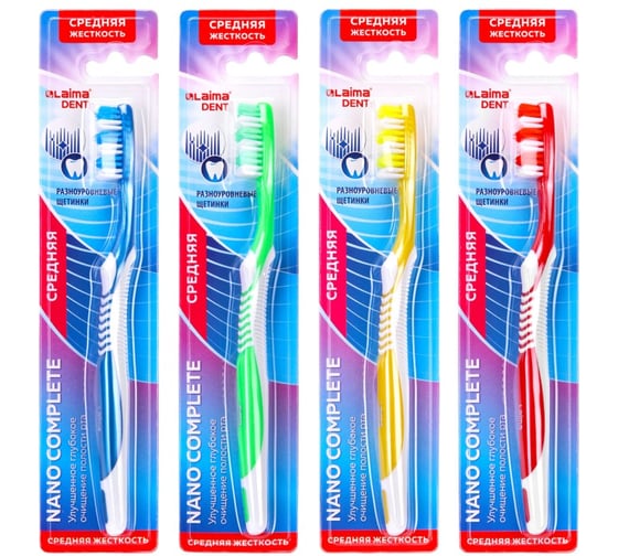 Изображение товара Зубная щетка средней жесткости LAIMA DENT Nano Complete, 12 шт., 609316