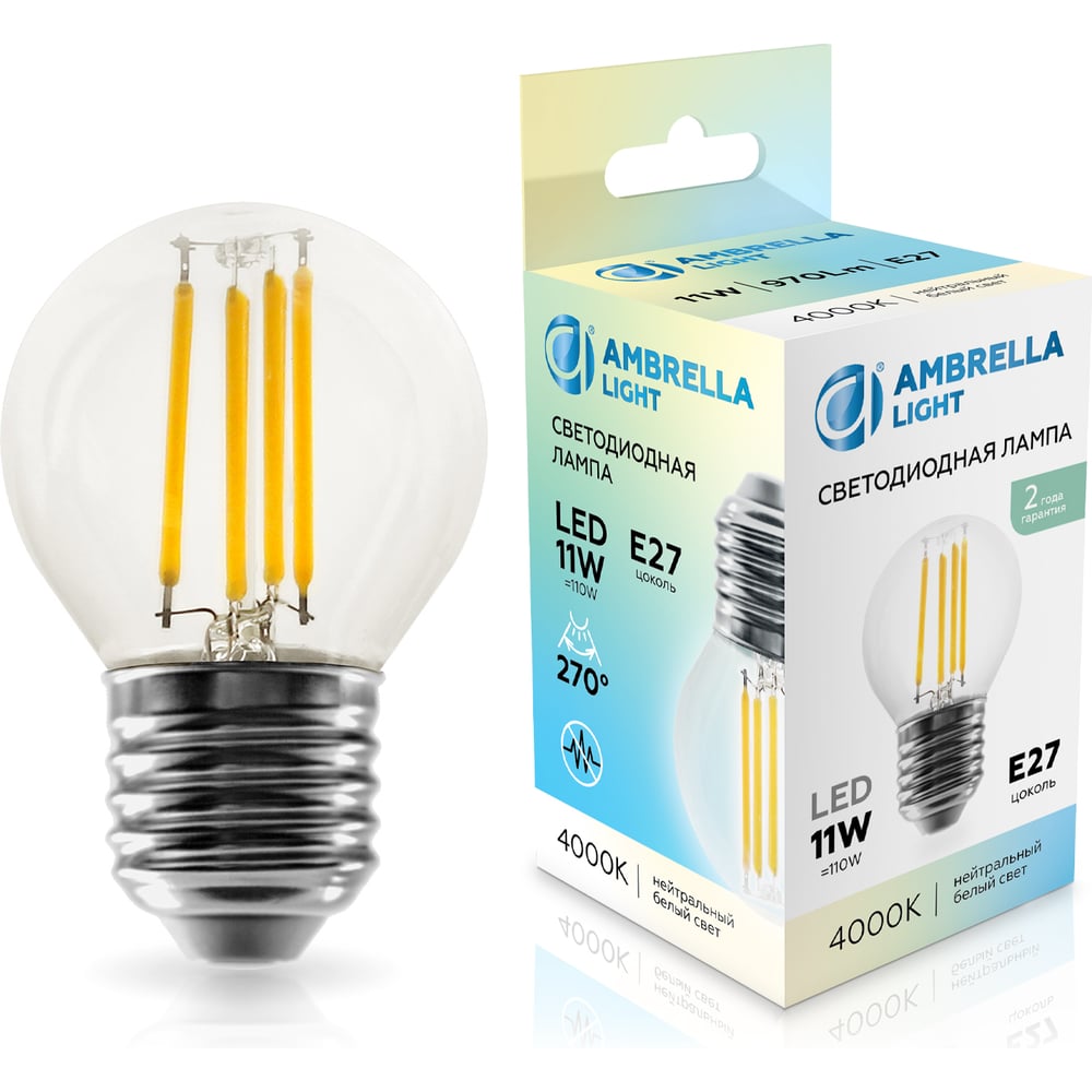 Изображение товара Светодиодная лампа G45 11W E27 4000K Ambrella LED светильник
