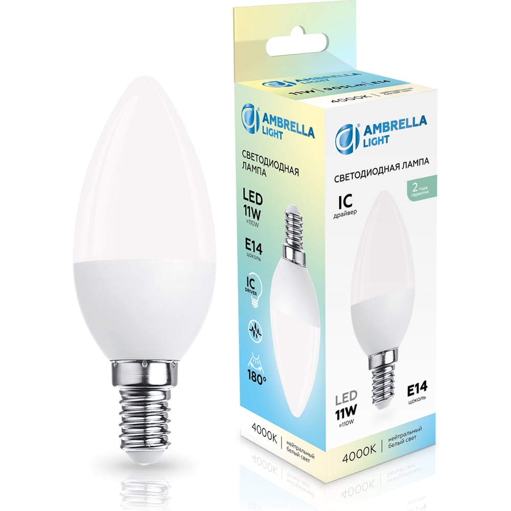 Изображение товара Светодиодная лампа Ambrella Light C37 11W E14 4000K для общего освещения