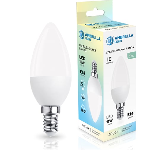 Изображение товара Лампа светодиодная Ambrella Light LED C37 11W IC E14 4000K 175-265V 371114