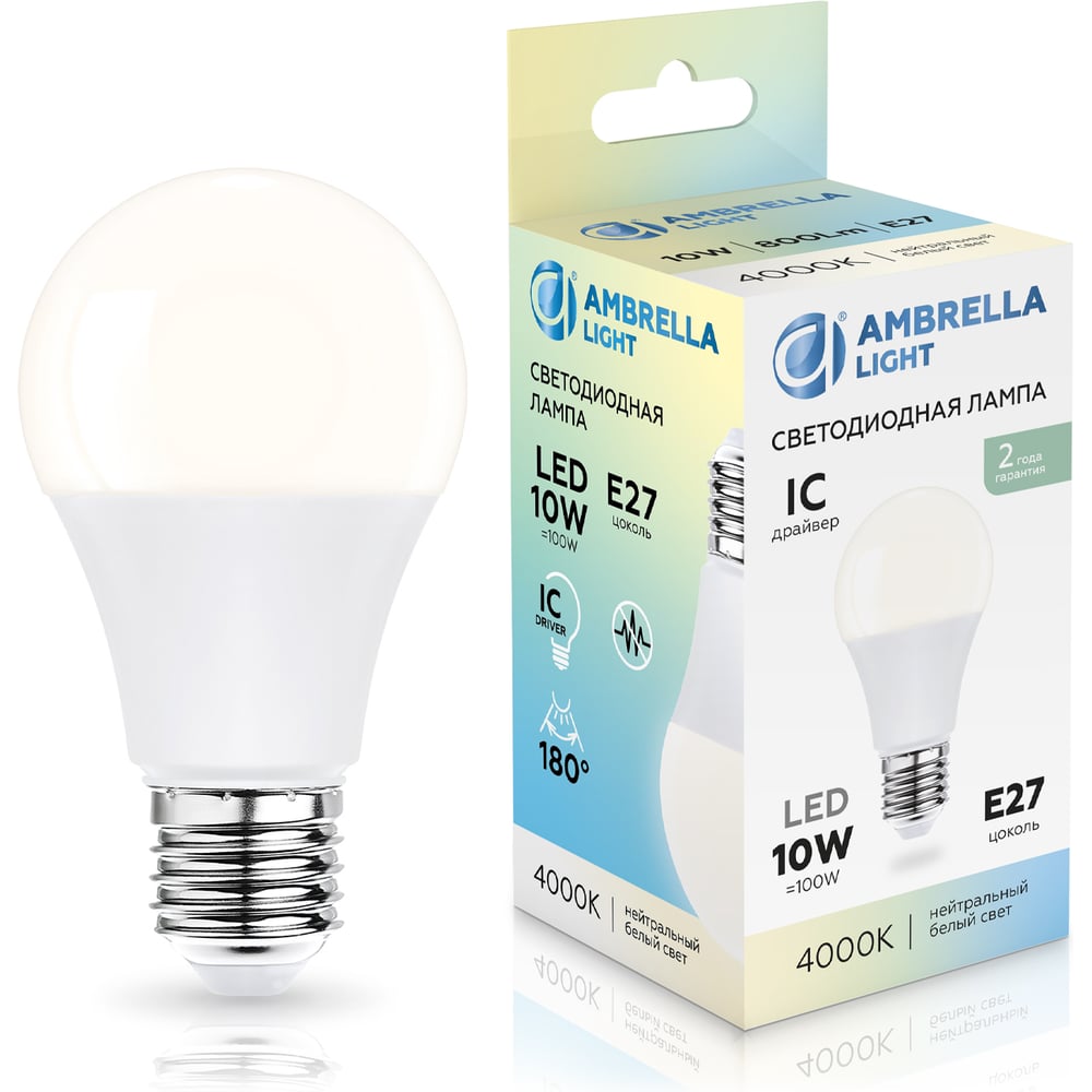 Изображение товара Светодиодная лампа Ambrella Light LED A60 10W E27 4000K
