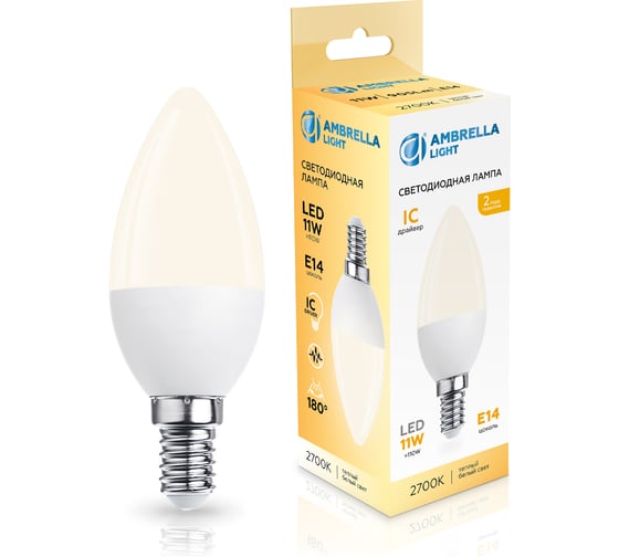 Изображение товара Лампа светодиодная Ambrella Light LED C37 11W IC E14 2700K 175-265V 371113