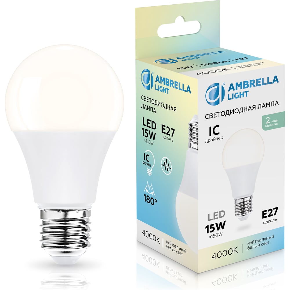 Изображение товара Светодиодная лампа Ambrella Light LED A60 15W E27 4000K
