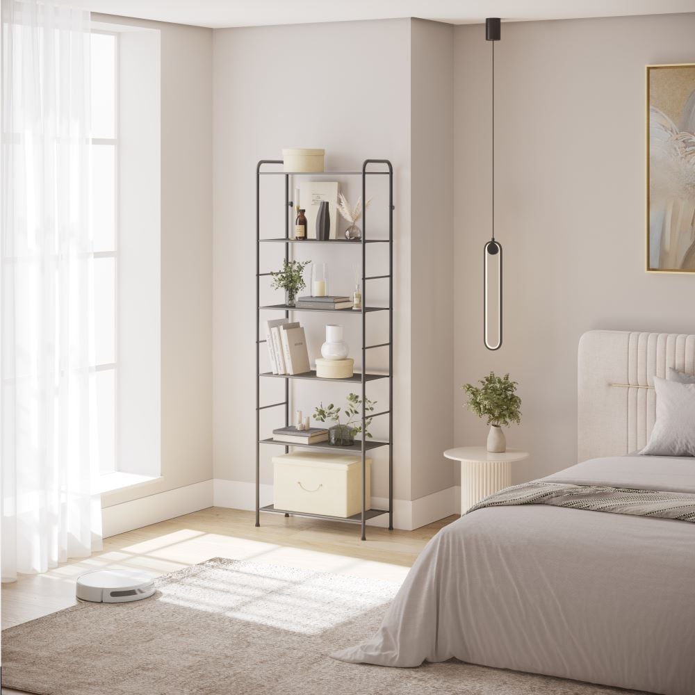 Изображение товара Стеллаж ЗМИ Валенсия 26 графит металлический с 6 полками для дома и офиса