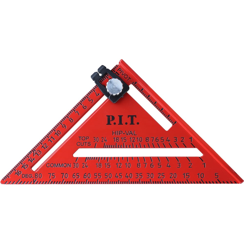 Изображение товара Угольник Свенсона метрический плотницкий с разметочным маркером P.I.T. DRUA 180 мм, HSQR04-0180C