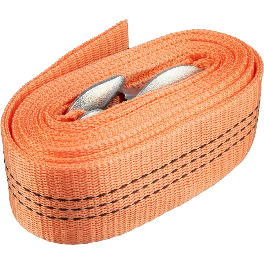 Изображение товара Трос ленточный SKYWAY 3т 5м с 2 крюками оранжевый СИБИРСКИЙ 50мм