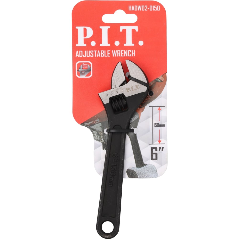 Изображение товара Ключ разводной P.I.T. 150мм, 19мм, кованая сталь, HADW02-0150