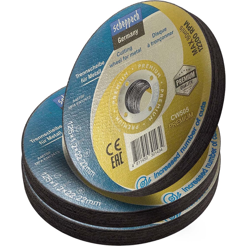 Изображение товара Отрезные круги по металлу Scheppach 125 мм 30 шт ПРОФИС