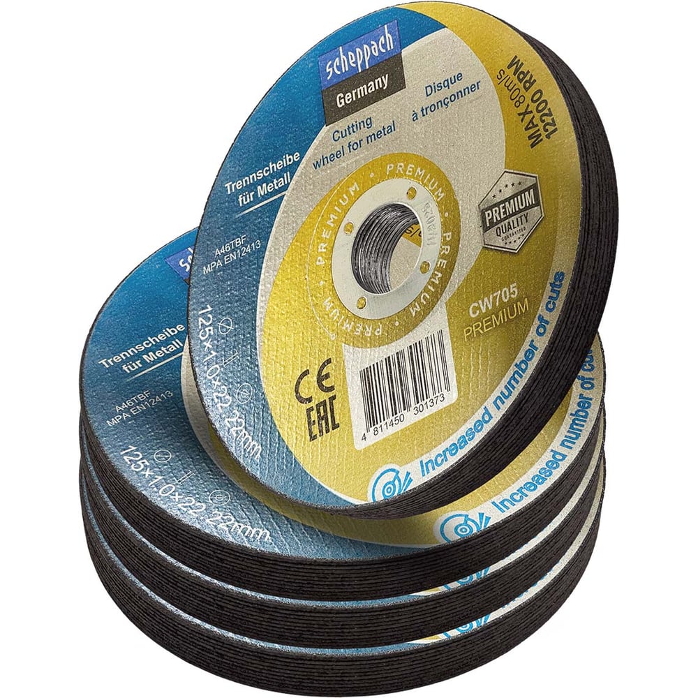 Изображение товара Круг отрезной по металлу Scheppach 125мм 40шт диск резка металла